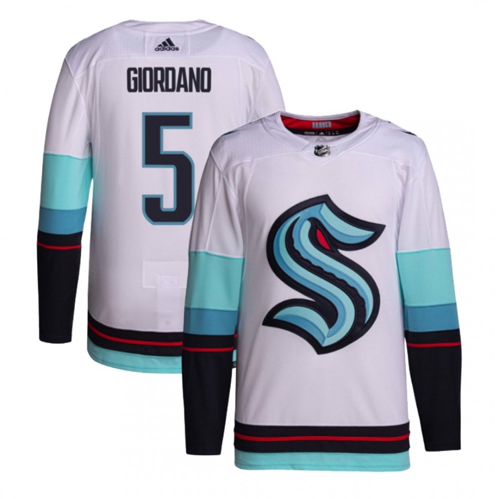 Men's Seattle Kraken Mark Giordano #5 adidas White Away Primegreen Authentic Jersey-Pro Kit Vault | Brand New 26/27 Sports Jerseys